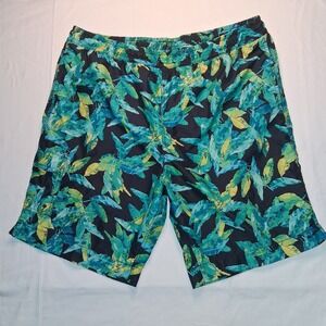 Caribbean Swimwear‎ Mens XL Tropical Leaf Swim Trunks Cargo Pocket Shorts